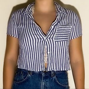 Striped button down Kendal and Kylie crop top